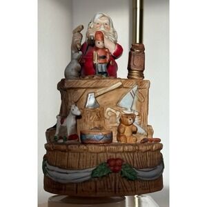 VTG Santa's Workshop Ceramic Music Box Figurine Santa Cls Is Cmng To‎ Twn MINT